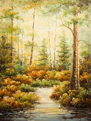 impressionistic trees oil painting--links pg